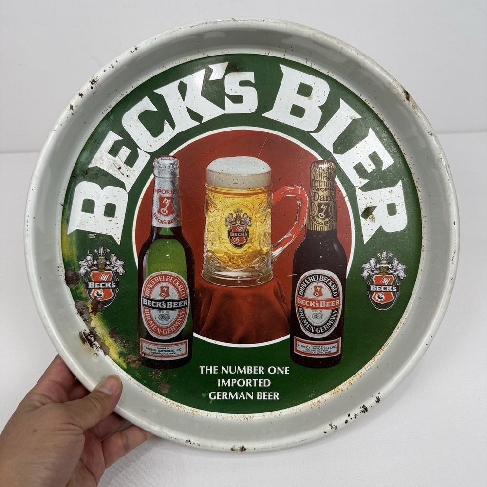 Vintage Beck's Bier Metal Beer Tray #1 German Import Dribeck Breweriana 1970s